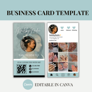 Instagram Business Card Template | DIY Canva Design for Makeup Artist, Lash Tech, Nail Tech, & Hairstylist | Pre-Made Beauty Business Cards